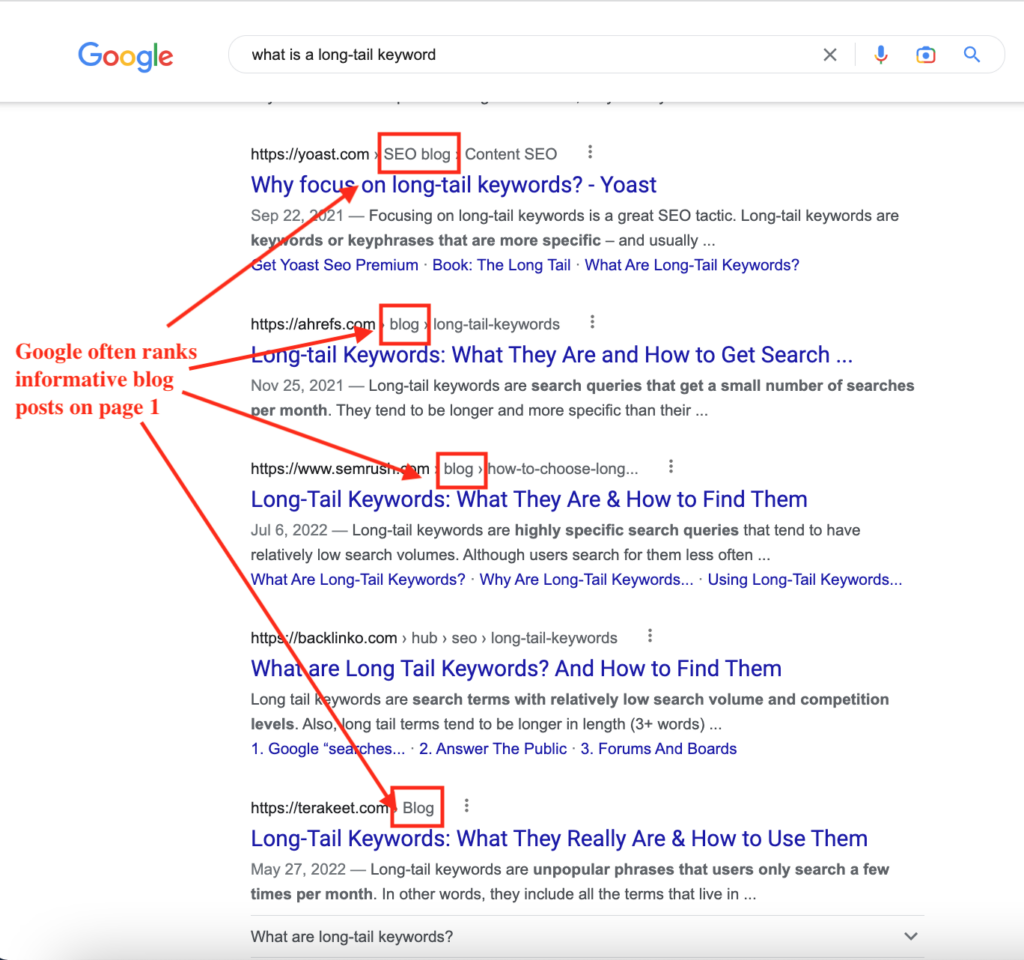 google search result page